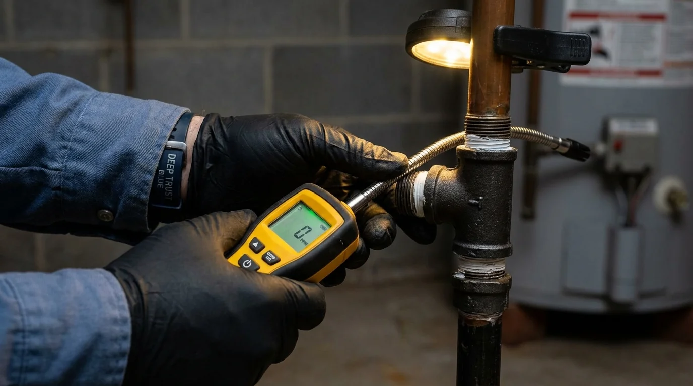 Gas leak detection with electronic sniffer by Johns Plumbing LLC in Hollister
